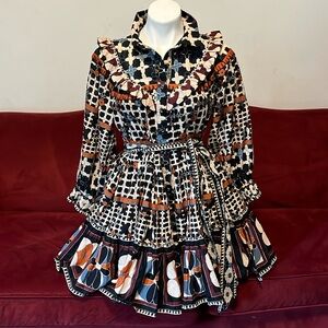Cleobella NWOT Lotte Mini Dress Geometric Deco Print Organic Cotton Medium